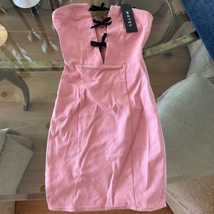 Novara Dress Pink 166 with Black Bows XS